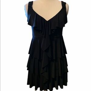 Cache black cascading ruffle dressy tank top